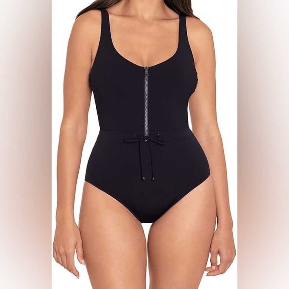 New Skinny Dippers Jippa‎ Zip Lock One Piece Swimsuit Black Size XL NWT